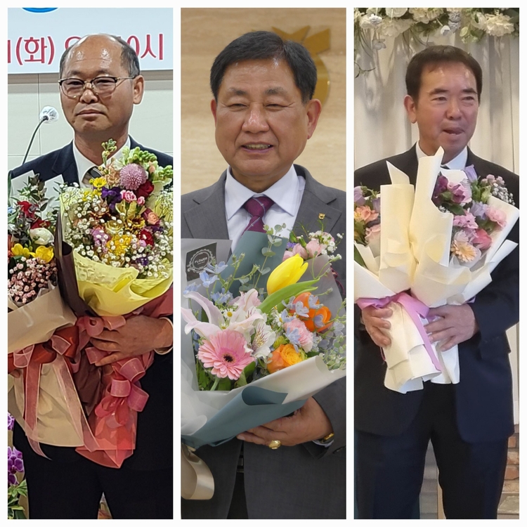 김경식 관인조합장(좌), 이만석 영북조합장(중), 민순기 개성인삼조합장(우).