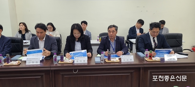 왼쪽부터 대진TP 김창현 미래사업본부장, 송미령 특화사업본부장, 유응현 사무국장, 김남훈 전략사업팀장. (사진=문석완 기자)