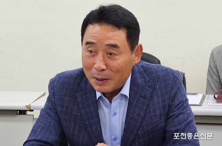 백영현 포천시장이 간담회를 진행하고 있다. (사진=문석완 기자)