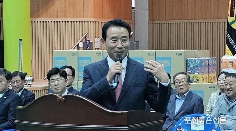 백영현 시장이 축사를 하고 있다. (사진=문석완 기자)