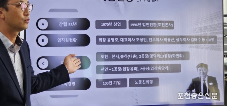 우주공업사의 김강일 부장이 현황보고를 하고 있다. (사진=문석완 기자)