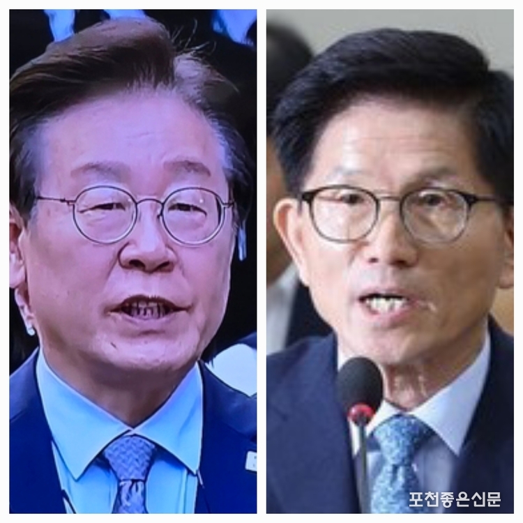 최근 각종 여론조사에서 차기 대통령 후보로 거론되는 민주당 이재명 대표와 국민의힘 김문수 고용노동부장관.